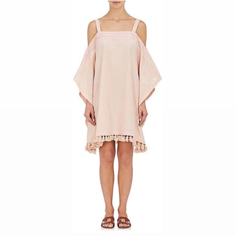 A Peace Treaty Pink Cotton Silk Swim Cover Up Dress Embroidered Tent  M/L $285
